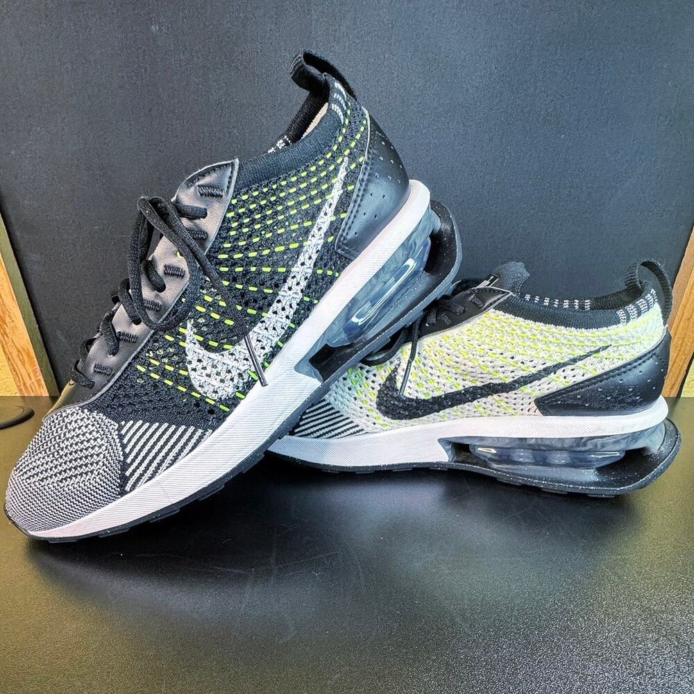 Nike Air Max Flyknit Racer Women’s Size 8 Black Volt White Sneakers